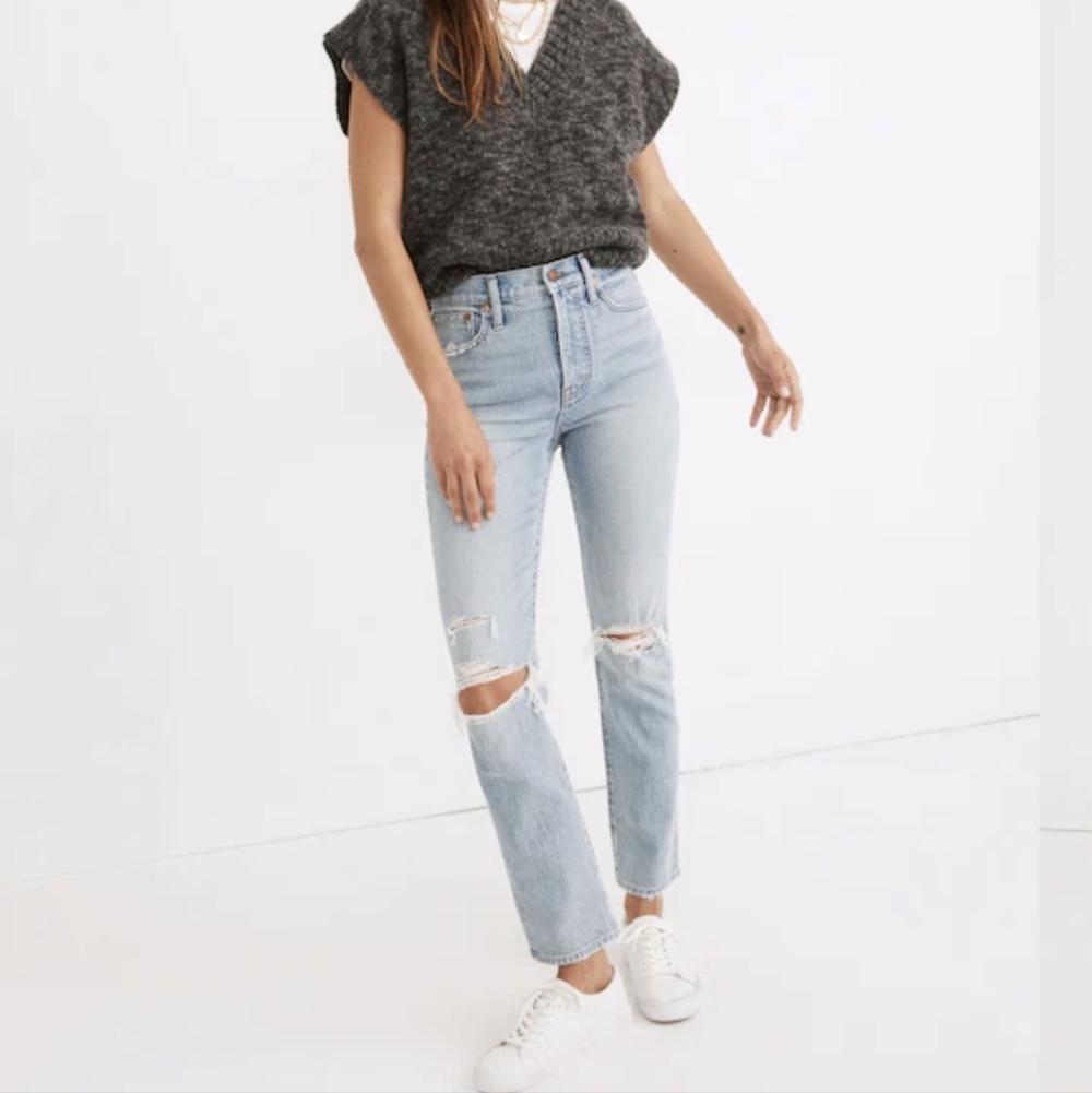Madewell The Perfect Vintage Jean Medium Wash Distressed Size 25 Mid Rise